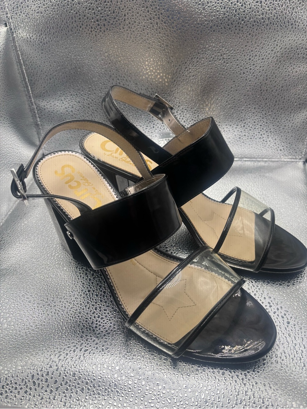 Circus By Sam Edelman Shoes Sandals Black & Clear Patent Size 10 Block Heel